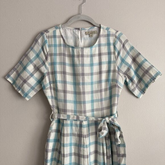 Polagram Anthropologie Blue Gray Checkered Dress Size Small Cottagecore - Picture 5 of 12